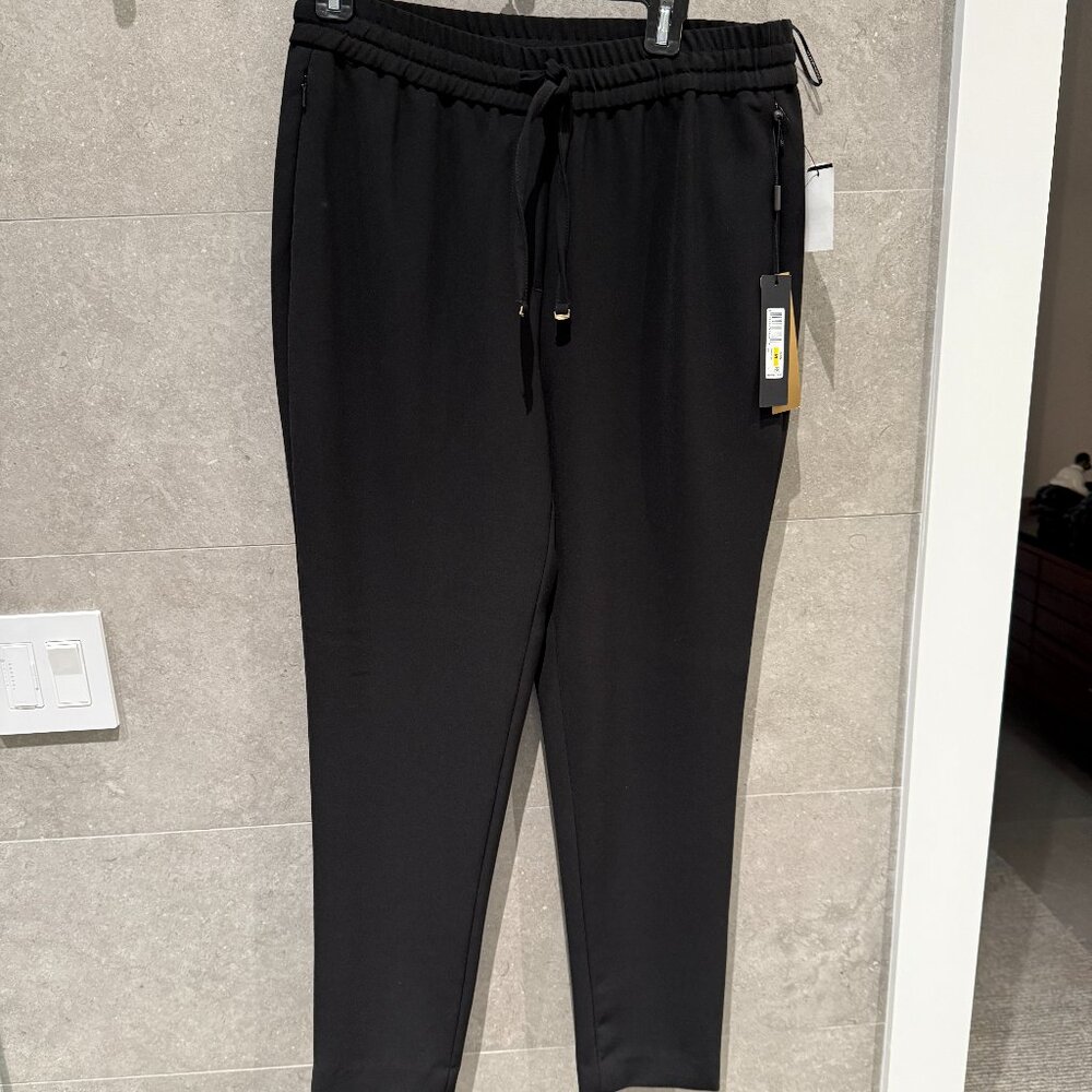 NWT Donna Karan Women's Black Icons Tapered Drawstring Pants Smit M